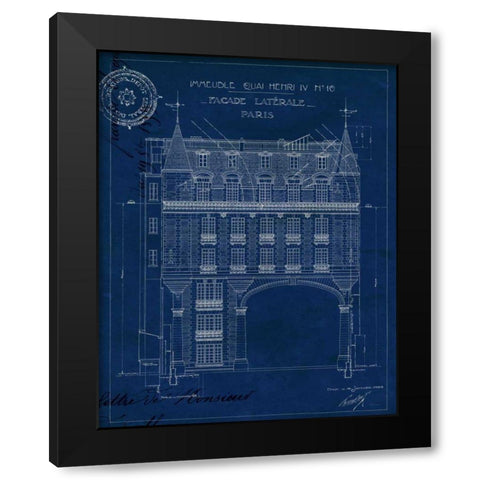 Quai Henri Blueprint II Black Modern Wood Framed Art Print by Wild Apple Portfolio