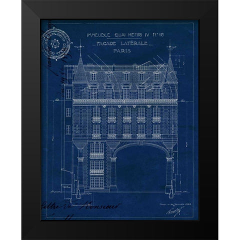 Quai Henri Blueprint II Black Modern Wood Framed Art Print by Wild Apple Portfolio