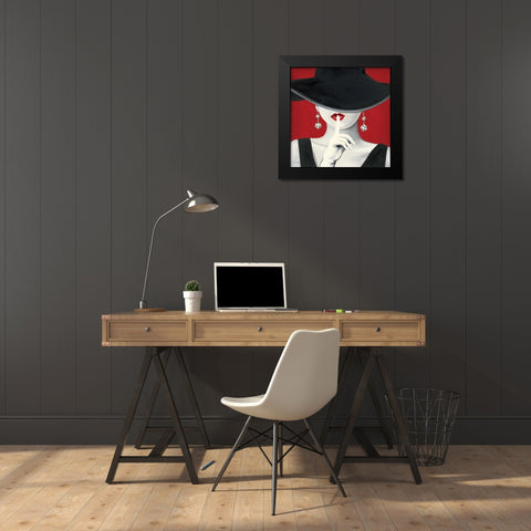 Haute Chapeau Rouge I Black Modern Wood Framed Art Print by Fabiano, Marco