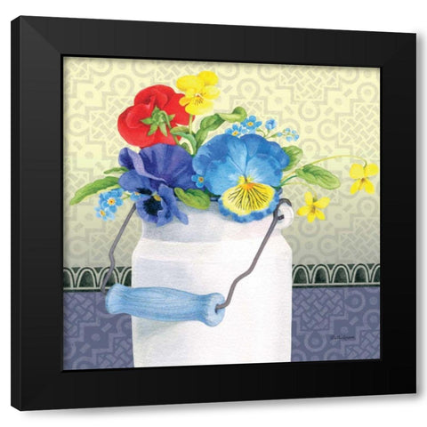 Blue Pansy III no Border Black Modern Wood Framed Art Print with Double Matting by Grove, Beth