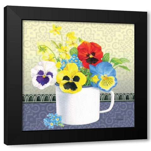 Blue Pansy IV no Border Black Modern Wood Framed Art Print with Double Matting by Grove, Beth