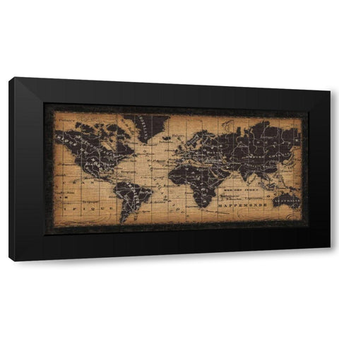 Old World Map Black Modern Wood Framed Art Print with Double Matting by Pela Studio