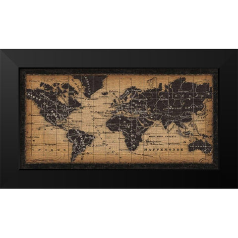 Old World Map Black Modern Wood Framed Art Print by Pela Studio