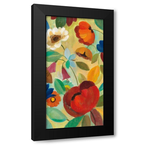Summer Floral Panel II Black Modern Wood Framed Art Print with Double Matting by Vassileva, Silvia