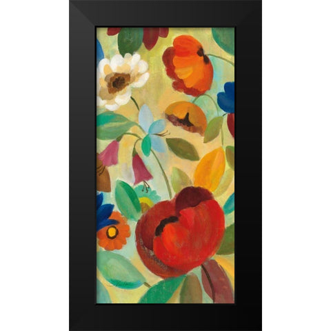 Summer Floral Panel II Black Modern Wood Framed Art Print by Vassileva, Silvia