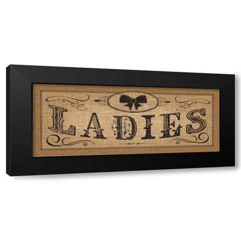 Le Restroom Burlap I Black Modern Wood Framed Art Print by Pela Studio