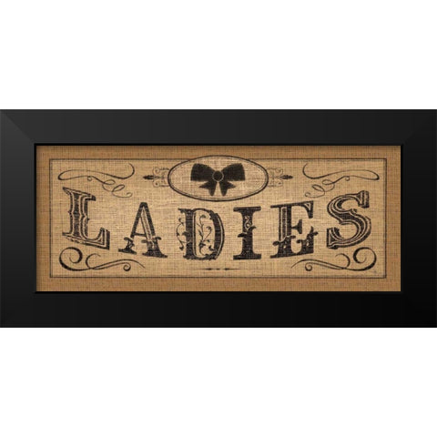 Le Restroom Burlap I Black Modern Wood Framed Art Print by Pela Studio