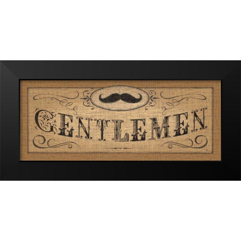 Le Restroom Burlap II Black Modern Wood Framed Art Print by Pela Studio