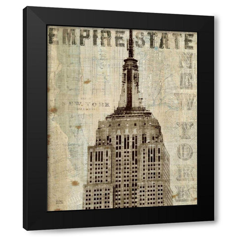 Vintage NY Empire State Building Black Modern Wood Framed Art Print with Double Matting by Mullan, Michael