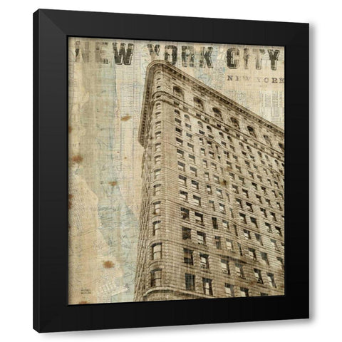 Vintage NY Flat Iron Black Modern Wood Framed Art Print by Mullan, Michael