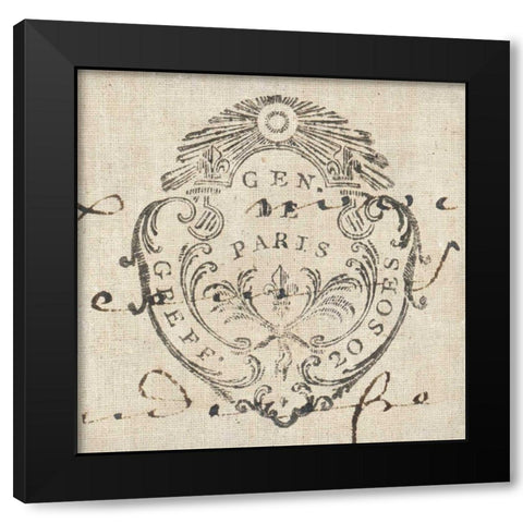 Letter Crest I Black Modern Wood Framed Art Print by Wild Apple Portfolio