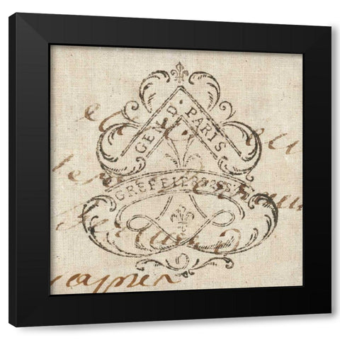 Letter Crest III Black Modern Wood Framed Art Print by Wild Apple Portfolio