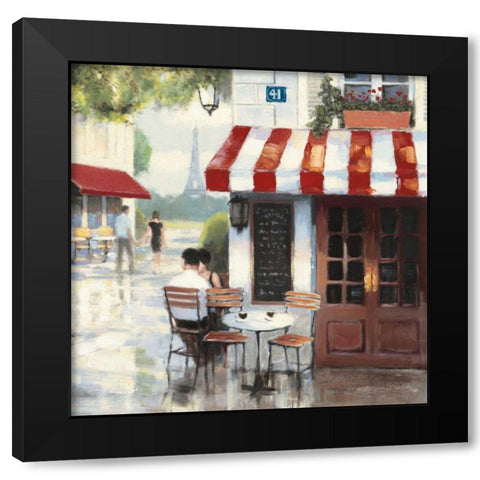 Relaxing at the Cafe II Black Modern Wood Framed Art Print with Double Matting by Wiens, James