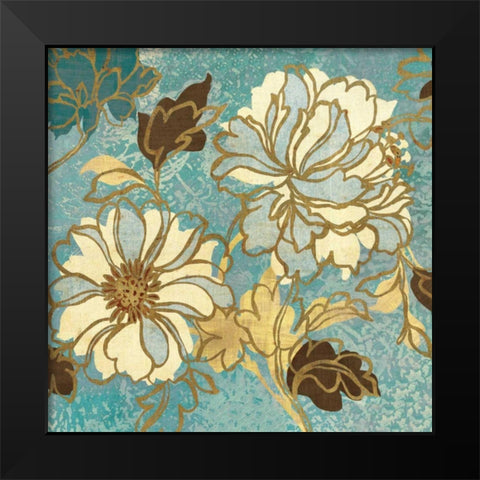 Sophias Flowers I Blue Black Modern Wood Framed Art Print by Wild Apple Portfolio
