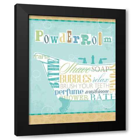 Bathroom Words Tub I Black Modern Wood Framed Art Print with Double Matting by Pela Studio