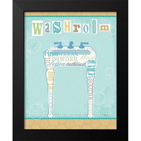 Bathroom Words Sink II Black Modern Wood Framed Art Print by Pela Studio