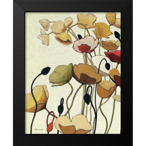 Pavots Ondule I Black Modern Wood Framed Art Print by Novak, Shirley