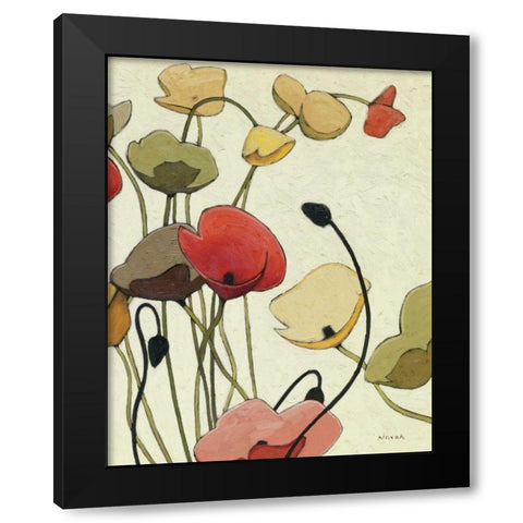 Pavots Ondule II Black Modern Wood Framed Art Print by Novak, Shirley