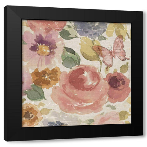 Romantic Poem III Black Modern Wood Framed Art Print by Pela