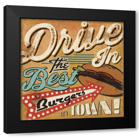 Diners and Drive Ins I Black Modern Wood Framed Art Print by Pela Studio