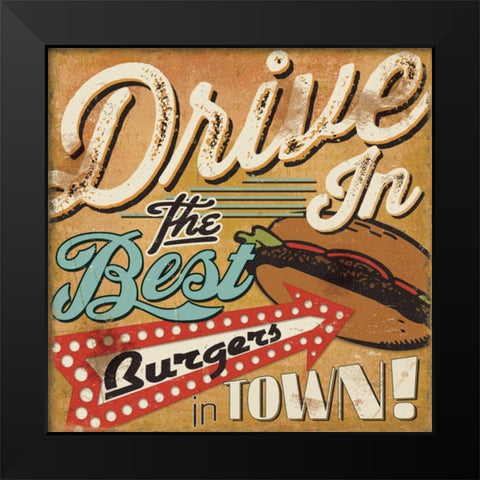 Diners and Drive Ins I Black Modern Wood Framed Art Print by Pela Studio