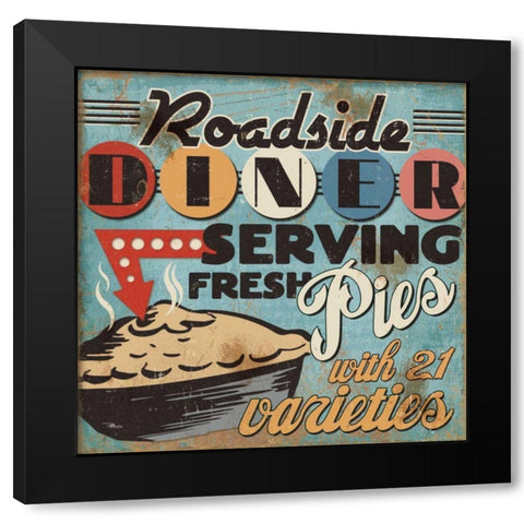 Diners and Drive Ins II Black Modern Wood Framed Art Print by Pela Studio