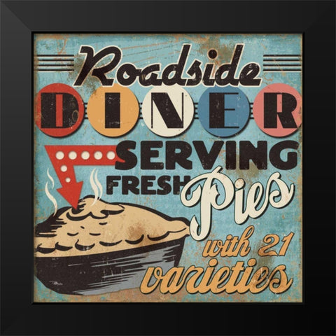 Diners and Drive Ins II Black Modern Wood Framed Art Print by Pela Studio