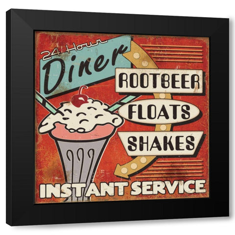 Diners and Drive Ins III Black Modern Wood Framed Art Print by Pela Studio