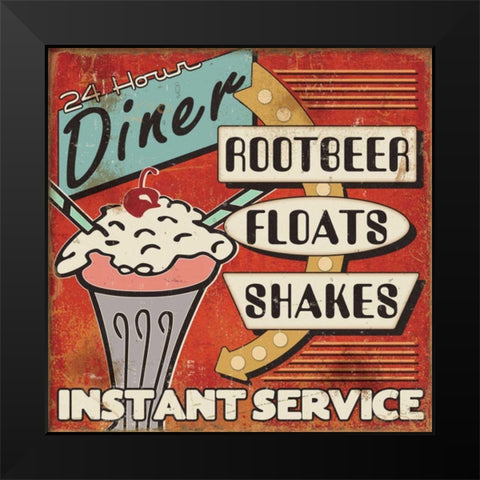 Diners and Drive Ins III Black Modern Wood Framed Art Print by Pela Studio