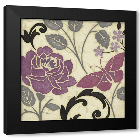 Perfect Petals I Lavender Black Modern Wood Framed Art Print with Double Matting by Pela Studio