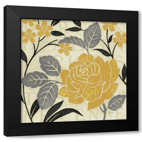 Perfect Petals II Yellow Black Modern Wood Framed Art Print by Pela Studio