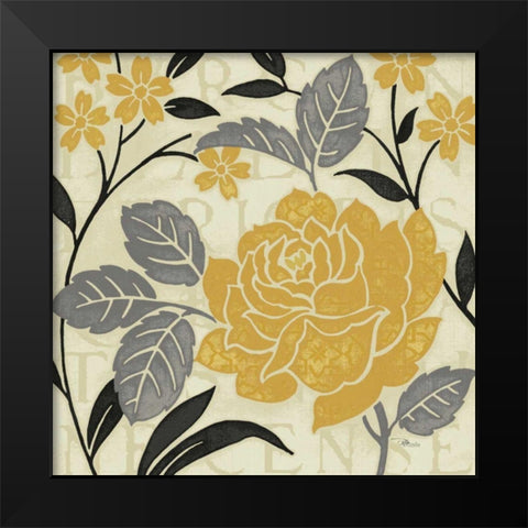 Perfect Petals II Yellow Black Modern Wood Framed Art Print by Pela Studio