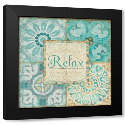Ocean Tales Tile VI Black Modern Wood Framed Art Print with Double Matting by Pela Studio