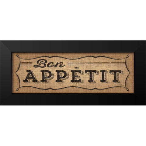 La Cuisine Burlap I Black Modern Wood Framed Art Print by Pela Studio