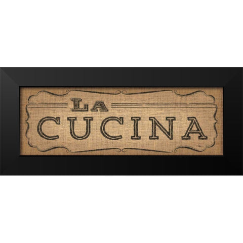 La Cuisine Burlap III Black Modern Wood Framed Art Print by Pela Studio