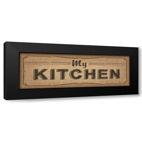 La Cuisine Burlap IV Black Modern Wood Framed Art Print by Pela Studio