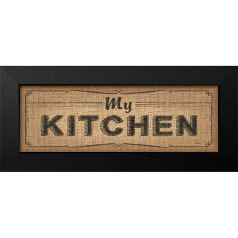 La Cuisine Burlap IV Black Modern Wood Framed Art Print by Pela Studio