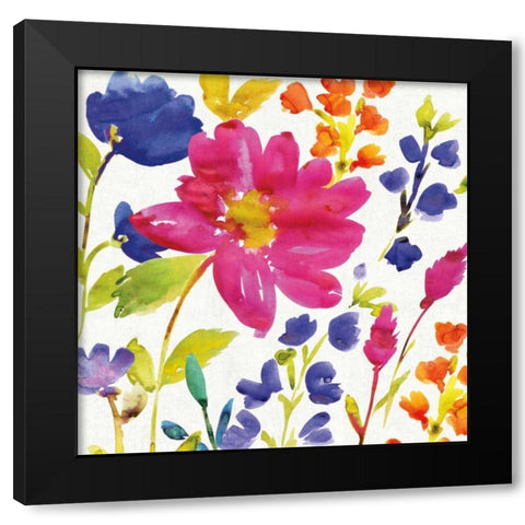 Floral Medley I Black Modern Wood Framed Art Print by Wild Apple Portfolio