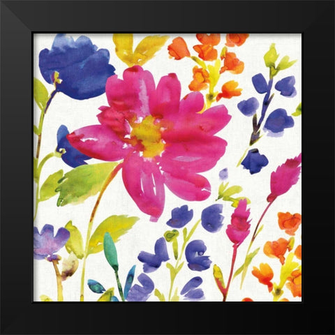 Floral Medley I Black Modern Wood Framed Art Print by Wild Apple Portfolio