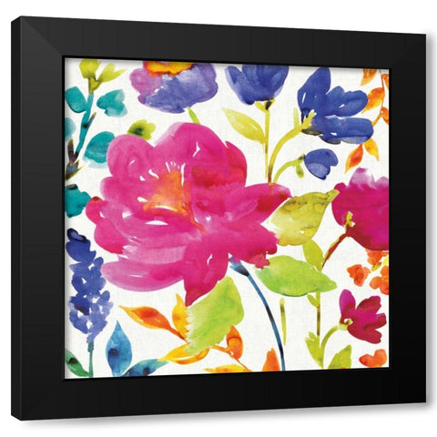 Floral Medley II Black Modern Wood Framed Art Print by Wild Apple Portfolio