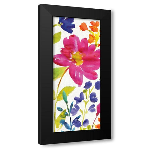 Floral Medley Panel I Black Modern Wood Framed Art Print by Wild Apple Portfolio