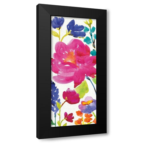 Floral Medley Panel II Black Modern Wood Framed Art Print with Double Matting by Wild Apple Portfolio