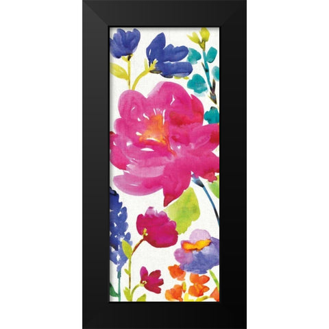 Floral Medley Panel II Black Modern Wood Framed Art Print by Wild Apple Portfolio