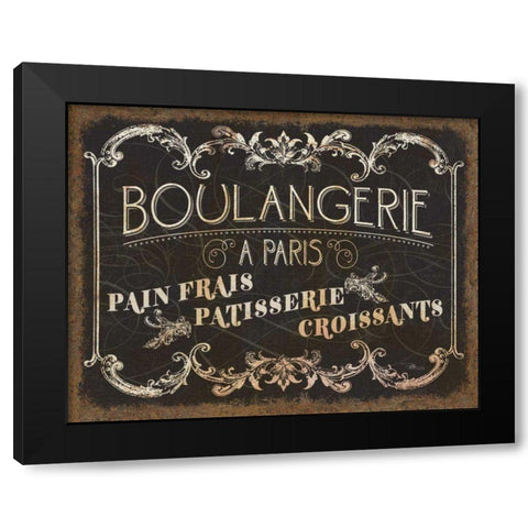 Parisian Signs Black Modern Wood Framed Art Print by Pela Studio