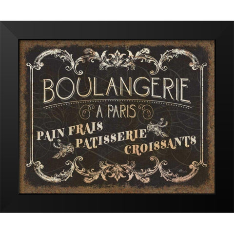 Parisian Signs Black Modern Wood Framed Art Print by Pela Studio