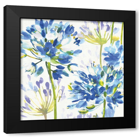 Blue Medley III Black Modern Wood Framed Art Print by Wild Apple Portfolio
