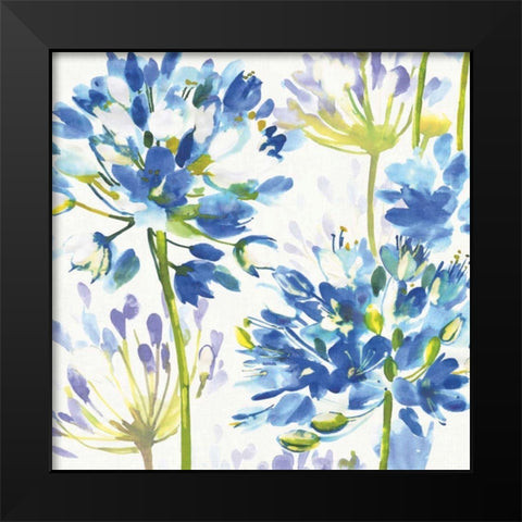 Blue Medley III Black Modern Wood Framed Art Print by Wild Apple Portfolio