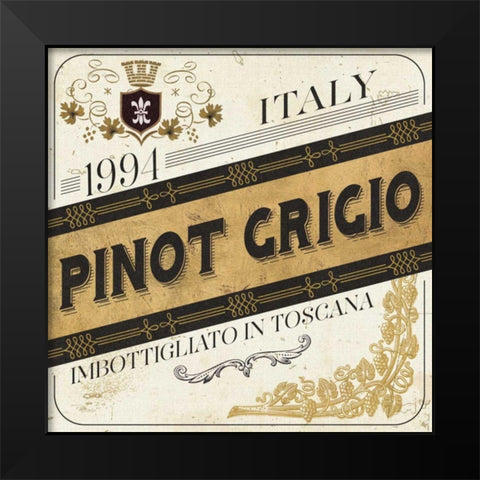 Wine Labels IV Black Modern Wood Framed Art Print by Pela Studio