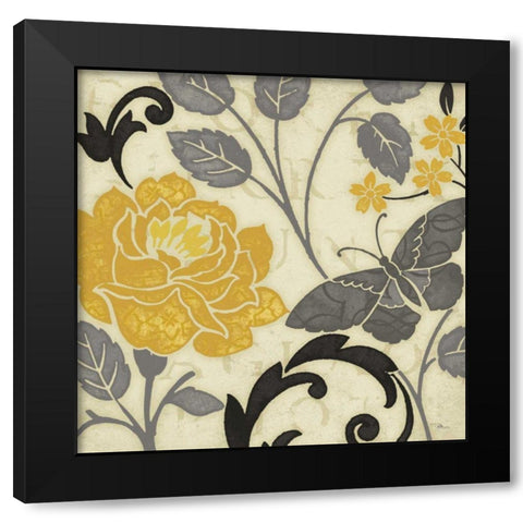 Perfect Petals I Yellow Black Modern Wood Framed Art Print by Pela Studio