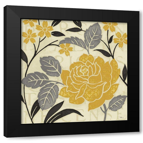 Perfect Petals II Yellow Black Modern Wood Framed Art Print by Pela Studio